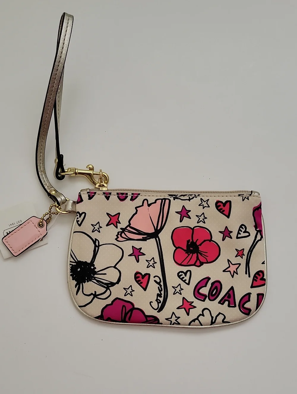 Coach Pink & Fuchsia Floral Wristlet